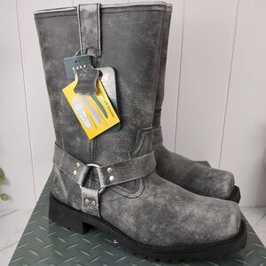 Ride Tecs Motorcycle Biker Men's 13" Stonewashed Harness Black Leather Boots 11